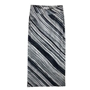Liz Claiborne Womens Black Grey White Diagonal Stripe Maxi Skirt Size S